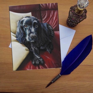 Cocker Spaniel wenskaart, blanco gedrukte kaarten van hoge kwaliteit van handgetekende originele kunst.