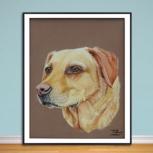 Golden Labrador Retriever fine art Giclee print, from hand drawn pastel original