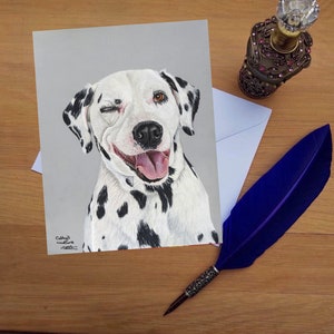 Dalmatiner Greetings Card, blanko hochwertig gedruckte Karten von Hand gezeichnet Fine Art Original.