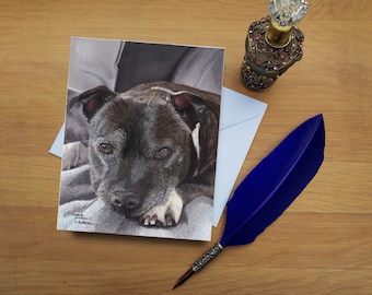 Biglietto Compleanno Staffordshire Bull Terrier – Qualità Premium Con Busta – Formato 145x145 Mm – Fatto A Mano In UK - 3