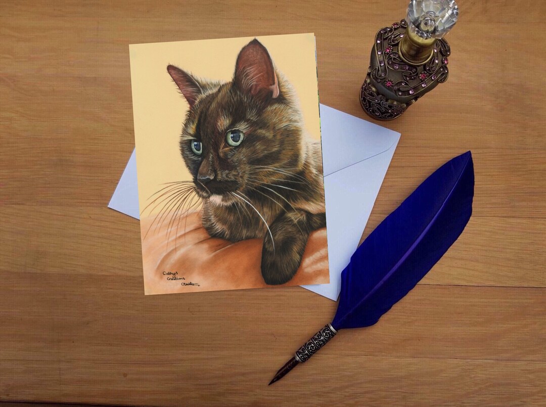 Tortoiseshell Cat Greetings Card, Blank High Quality Printed Cards From ...