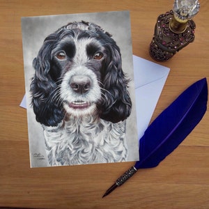 Cocker Spaniel Greetings Card, blanko hochwertig gedruckte Karten von Hand gezeichnet Fine Art Original.