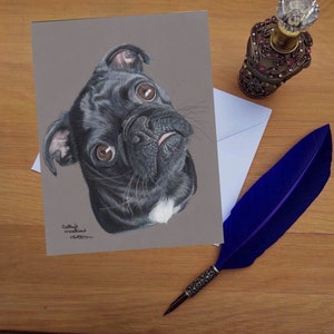 Mops Grußkarte, Blankokarten von handgezeichneten Fine Art Originalen.