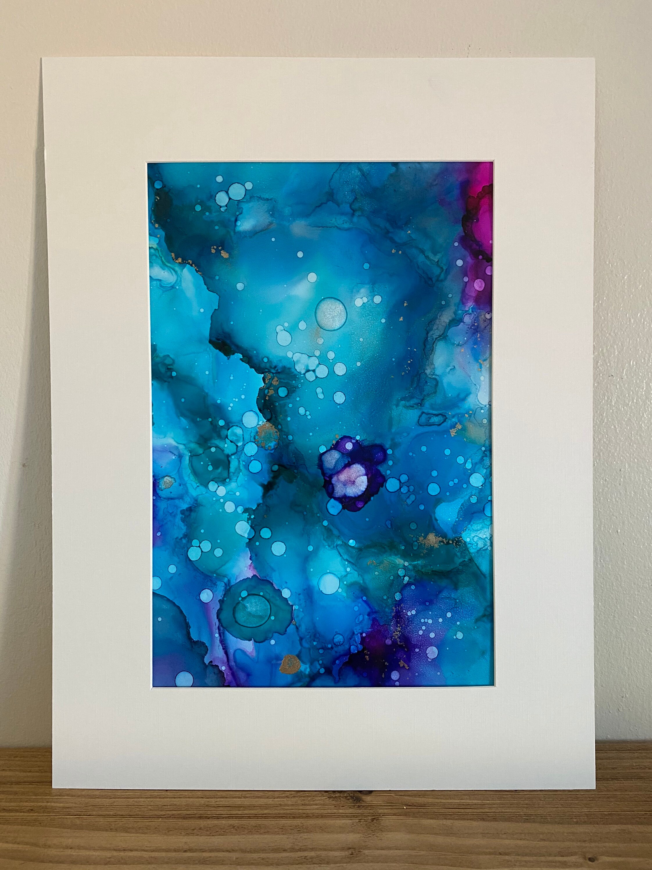 Blue alcohol ink art Etsy