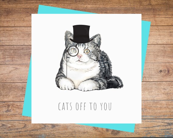 Printable Card Cat Congrats from All of Us Coworkers Congratulations for Friends Funny Cat Party Congrats Card Family Download