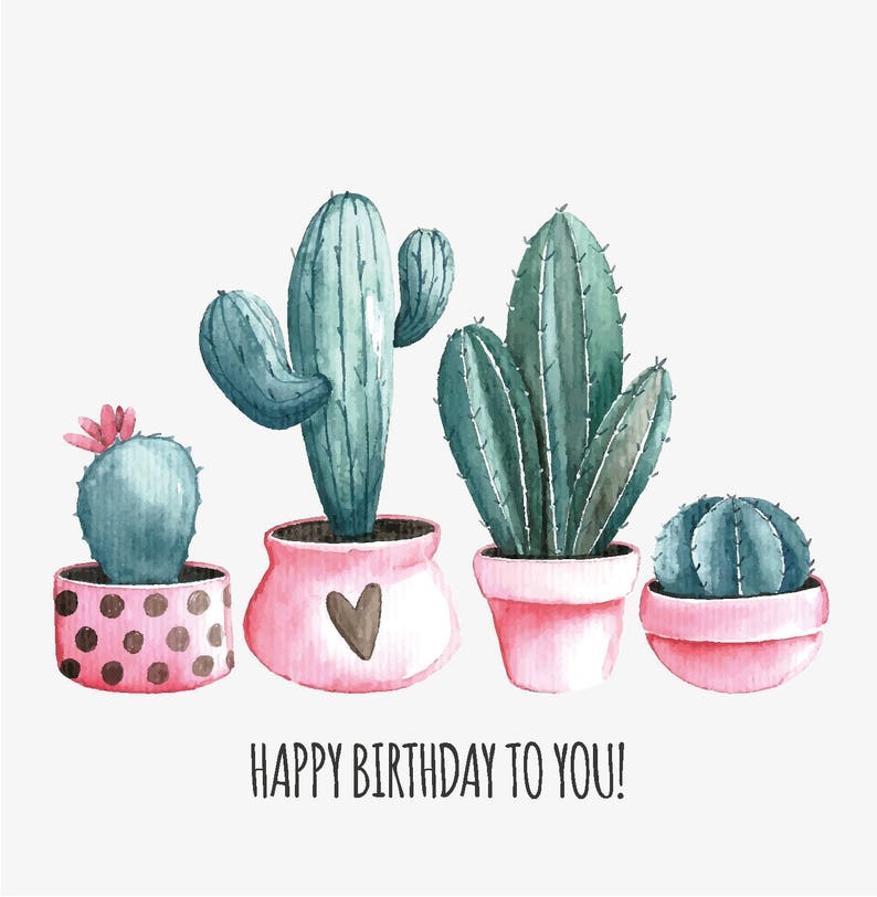 INSTANT DOWNLOAD Printable Birthday Card Cactus Birthday - Etsy