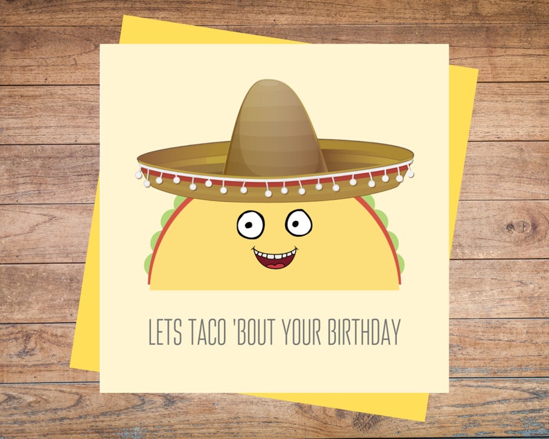 Taco Birthday Card Printable Birthday Card Pun Card Funny Birthday Card Food Birthday Card INSTANT DOWNLOAD Cute Card