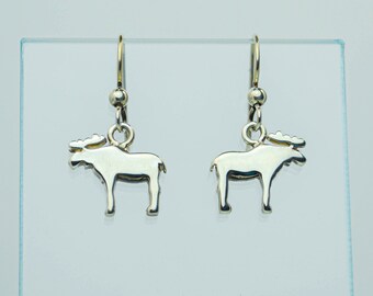 Small Sterling Silver Moose Earrings, Animal Earrings