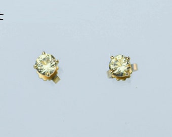 Round Cut Citrine Earrings set in 14kt. Yellow Gold  with Post, November Birthstone