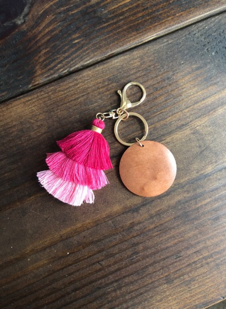 Ombre Monogram Tassel Key Chain Wooden Monogram Key Chain Etsy