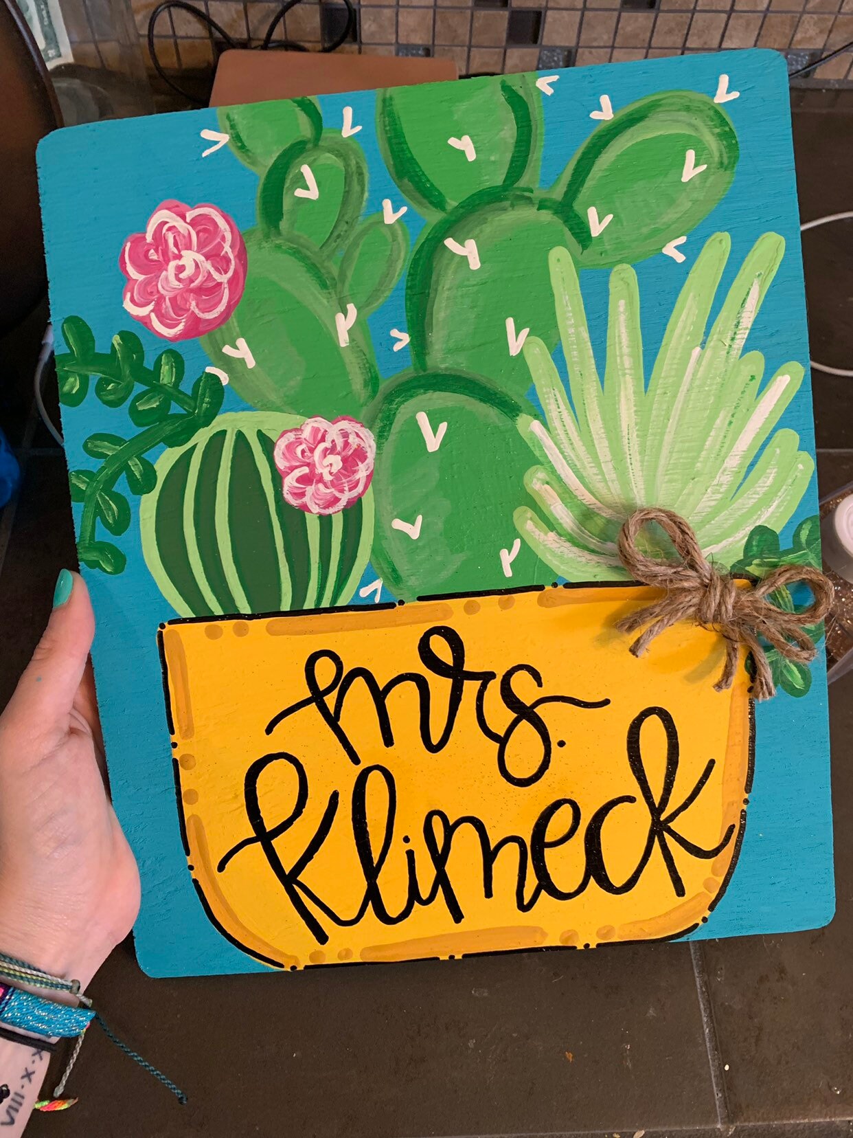 Cactus Door Sign Teacher Sign Teacher Name Sign Teacher Etsy