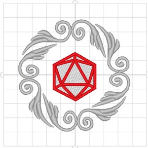 D20 Dice Bag Embroidery Design: Dungeons and Dragons RPG Patch (4x4 ITH Digital File)