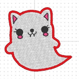 Kawaii Vampire Kitty Patch: Halloween Embroidery Design (4x4 ITH Digital File)