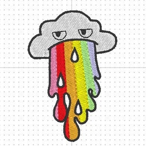 Rainbow Cloud Embroidery Design: 4x4 Feltie Patch (Digital ITH File)