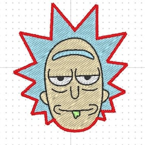 Rick and Morty cartoon patch design. Machine embroidery pattern in the hoop. 4x4 size digital ith file.