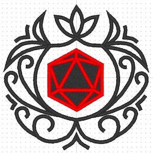Dice Bag Filigree Embroidery Design: Dungeons and Dragons RPG Patch (4x4 ITH Digital Pattern)