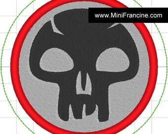 MTG Swamp Mana Skull Embroidery Design: TCG Patch (4x4 ITH Digital File)
