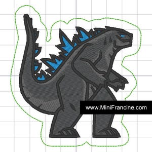 Godzilla Patch Embroidery Design: Japanese Kaiju Gojira, 4x4 ITH File (Digital Download)