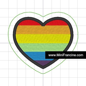 Rainbow Heart Patch: 4x4 Embroidery Design (Digital ITH File)