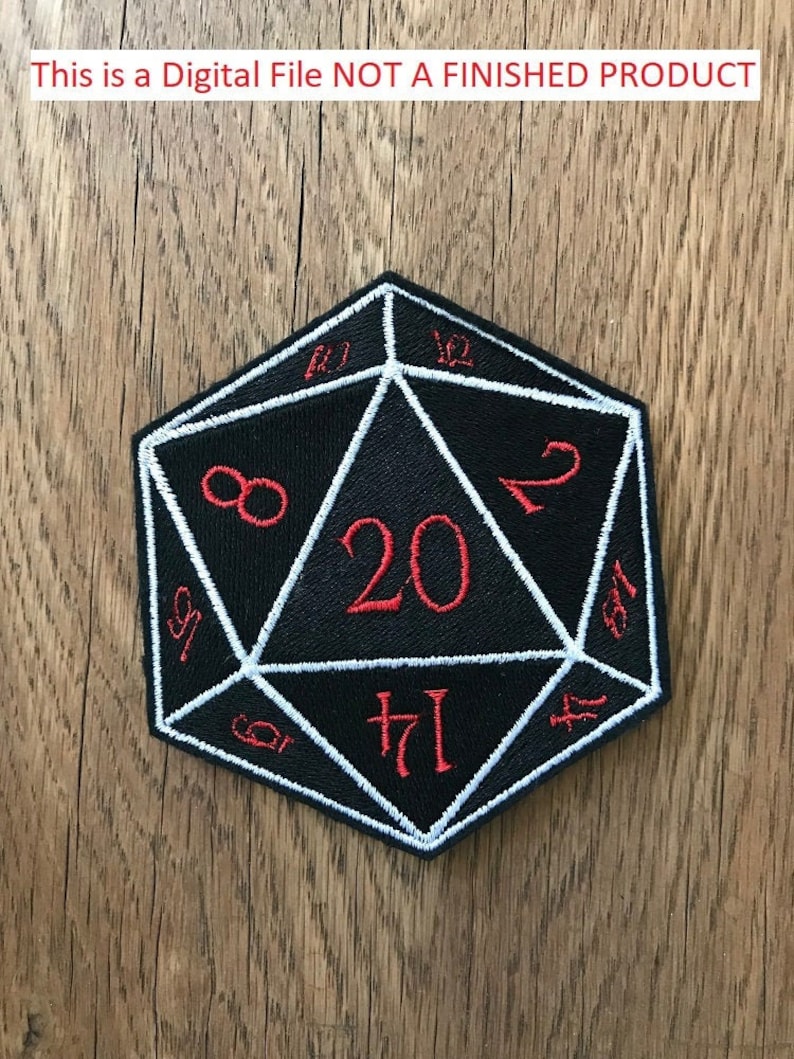 D20 Dice Patch: RPG Embroidery Design (4x4 ITH Digital File) - Etsy