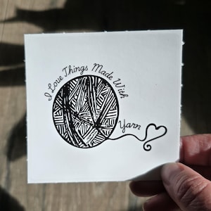 Vinyl Sticker | I Love Things Made With Yarn, Knitting Crochet Sticker for Crafters | Cute Ball of Yarn Decal Vinyl, for Yarn Lovers
