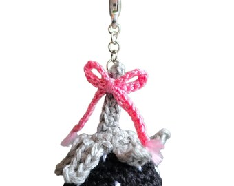 Black Crochet Strawberry Keychain Coquette