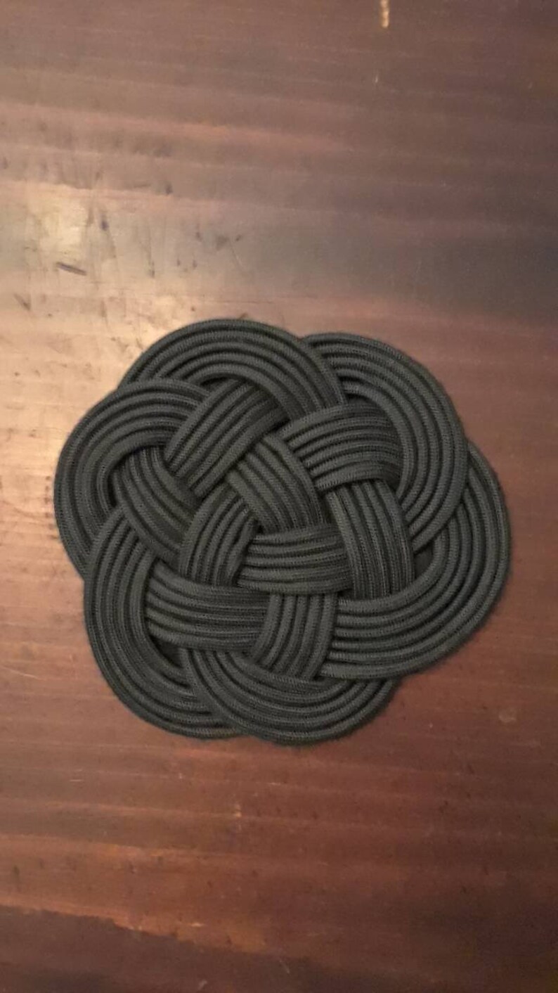 Mat Trivet Round Woven Black Table Accent Decorative Paracord Doily Weaved Accessory Hotplate