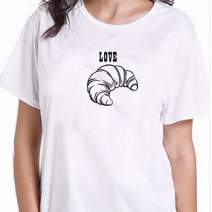 Couples Matching T-shirts Couple Croissant and Coffe Funny Valentine&#39;s Tee