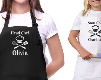 Head Chef Sous Chef, Matching Apron Set, Matching Kid Apron, Gift for Her, Mommy and Me Apron, Mother Daughter Matching Aprons, Kids Apron