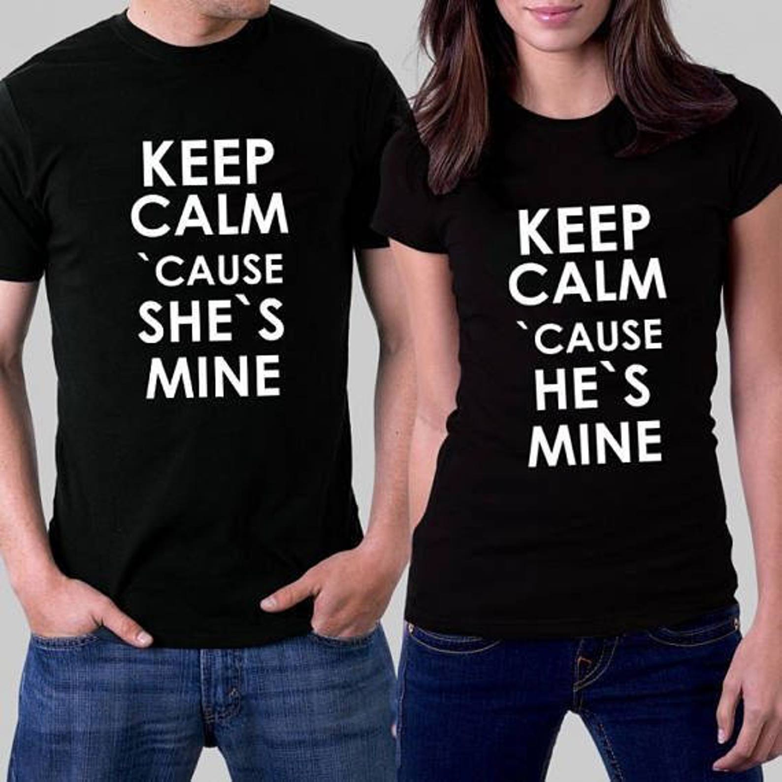 Keep Calm She's Mine He's Mine T-shirts for Couple | Etsy