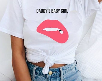 Daddy&#39;s Baby Girl T-shirt Cool Hipster Grunge Teen Tee Daddy Little Girl