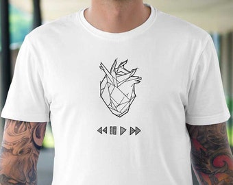 Heart Graphic Funny Play and Stop Heart T-shirt Cool Casual Tumblr Tee