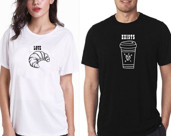 Paare passende T-shirts paar Croissant und Coffe lustige Valentinstag T-Shirt