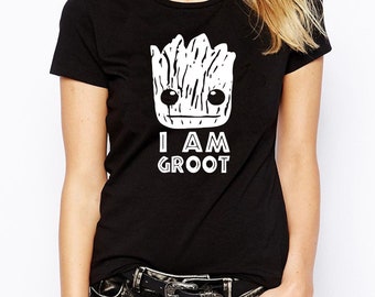 I Am Groot T-shirt Guardians of The Galaxy Movie Inspired Funny Graphic Cartoom Tee