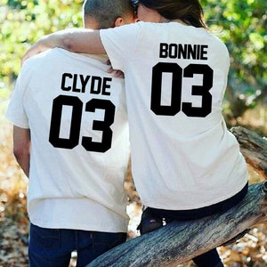 Couples Matching T-shirts Bonnie and Clyde Cool Tees
