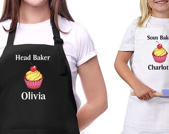 Head Chef Sous Chef, Matching Apron Set, Matching Kid Apron, Gift for Her, Mommy and Me Apron, Mother Daughter Matching Aprons, Kids Apron