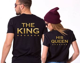Le roi et sa reine T-shirts en or pour couple Cool Tee