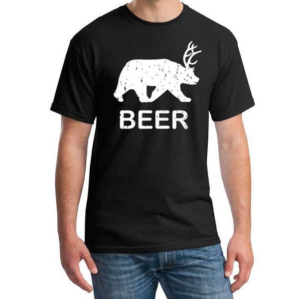 Funny Beer Bear Deer T-shirt   Cool Tee