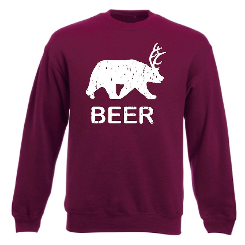 Funny Beer Bear Deer Sweatshirt Cool Casual Unisex Pullover Etsy