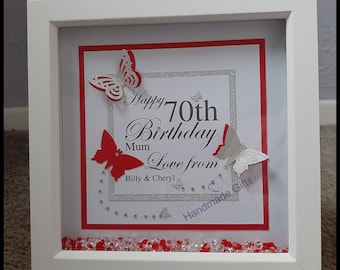 Personalised Box Frame, 70th Birthday Gift, Personalised 70th Box Frame, Birthday Gift, Gift For Her, Gift for Mum, Gift For Gran