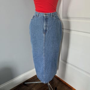 High waisted denim skirt