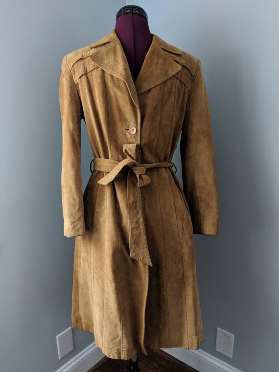 Suede trench coat
