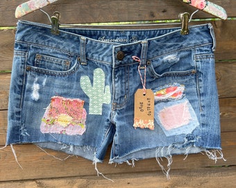 Patch Jean Shorts - Etsy