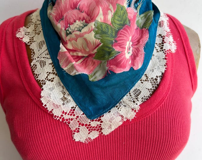 tattered distressed bandana with lace detail