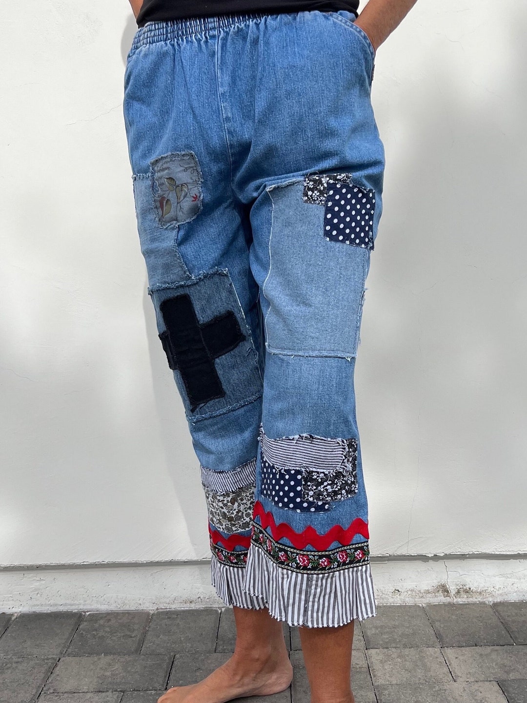 Bloomers Upcycled Denim Pants, Magnolia Pearl Inspo, Drawstring