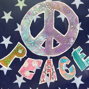 Peace Words, Peace Sign Upcycled Flag,rag Flag Wall Art, Fourth of July ...