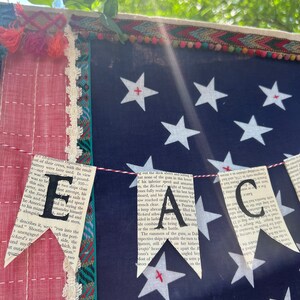 Peace Banner Upcycled Flag, Rag Flag Wall Art, Fourth of July Decor ...