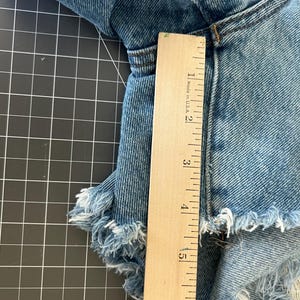 Upcycled Levi Denim Jean shorts: vintage patches, patched denim image 9