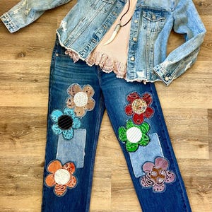 Boho Bloom Patched Denim Jeans SOLD