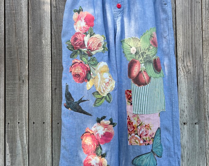 Bloomers Upcycled Pants, Boho Cottage Core Shabby Chic Magnolia Pearl